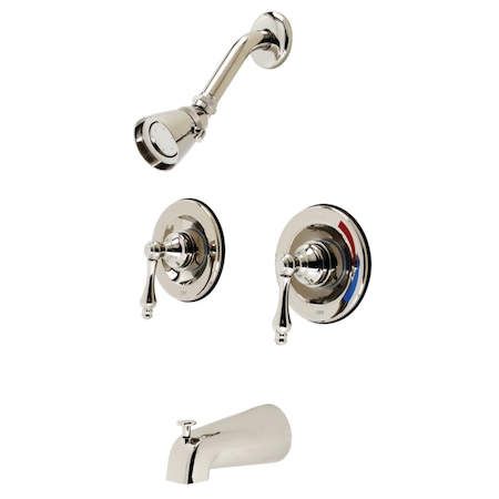 Kingston Brass KB666AL Pressure Balanced Two-Handle Tub and Shower Faucet, Polished Nickel KB666AL